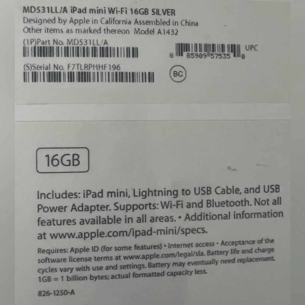 Apple iPad Mini 1st Generation A1432 Wi-Fi 16GB 7.9” MD531LL/A White & Silver - Picture 11 of 15